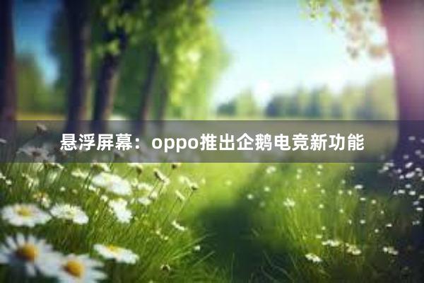 悬浮屏幕：oppo推出企鹅电竞新功能